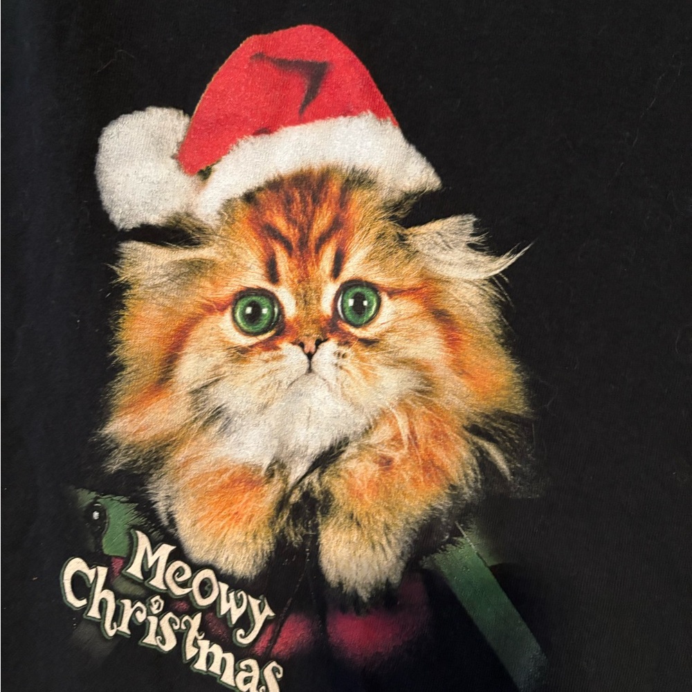 Gildan Black Meowy Christmas Cat T-Shirt
